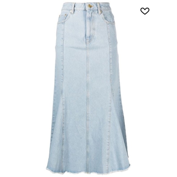 Bleach Denim Peplum Midi Skirt GANNI - Picture 2 of 3